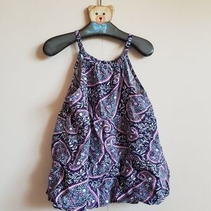 3/$20 Old Navy Purple Blue Floral Paisley Print Swing Tank Top, size 6-7 girls